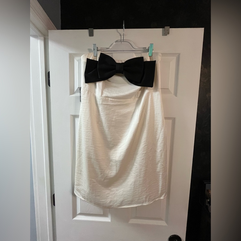 NWT Express White Dress with Black Bow